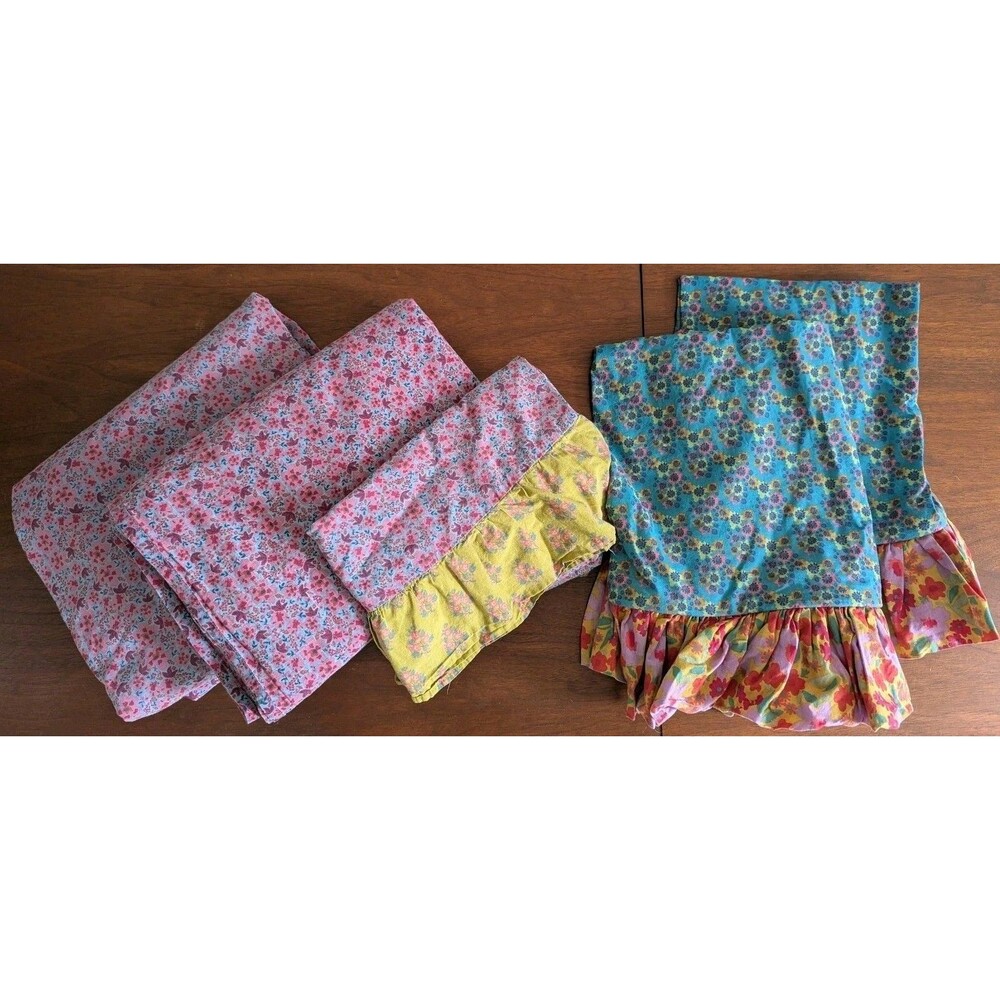 Natural Life MIx & Match Floral Cotton Sheet Set Case Shams Full Size Soft Boho